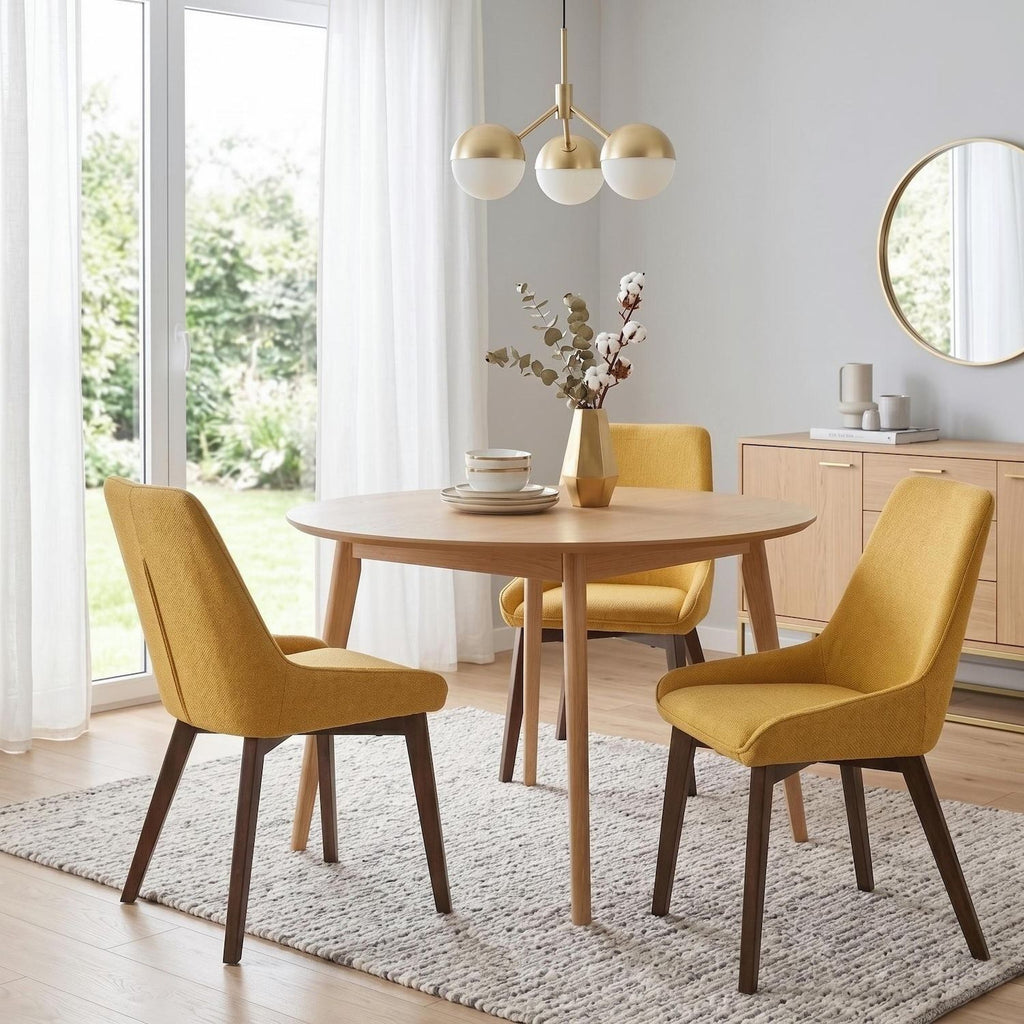 Set 4 sedie imbottite in legno e tessuto Avenor - Giallo