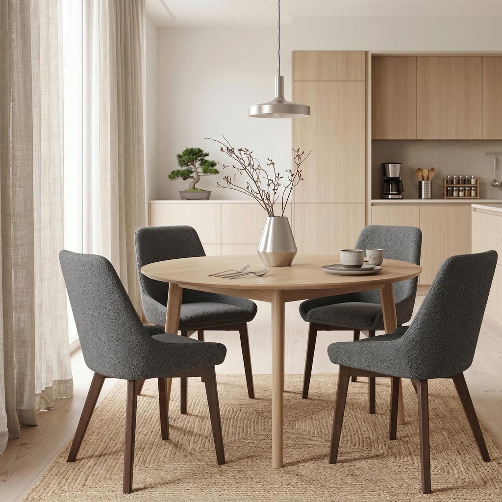 Set 4 sedie imbottite in legno e tessuto Avenor - Grigio scuro