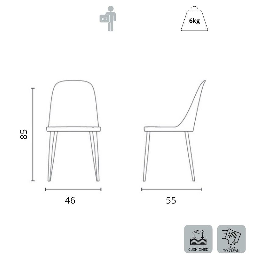 Set 4 sedie imbottite in tessuto Sanna Fab