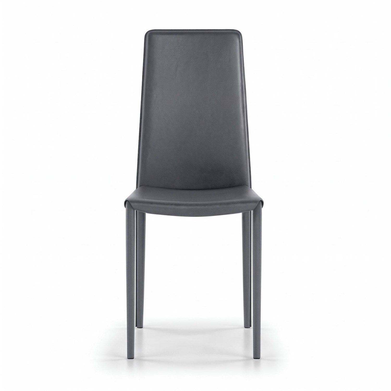 Set 4 sedie impilabili in similcuoio Levina - Grigio scuro