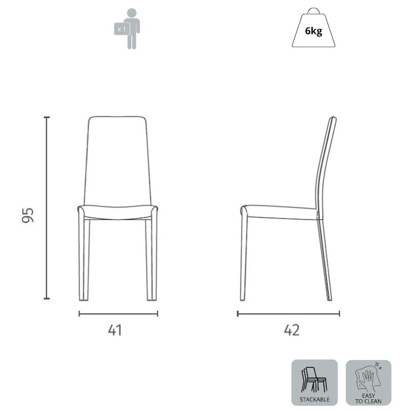 Set 4 sedie impilabili in similcuoio Levina