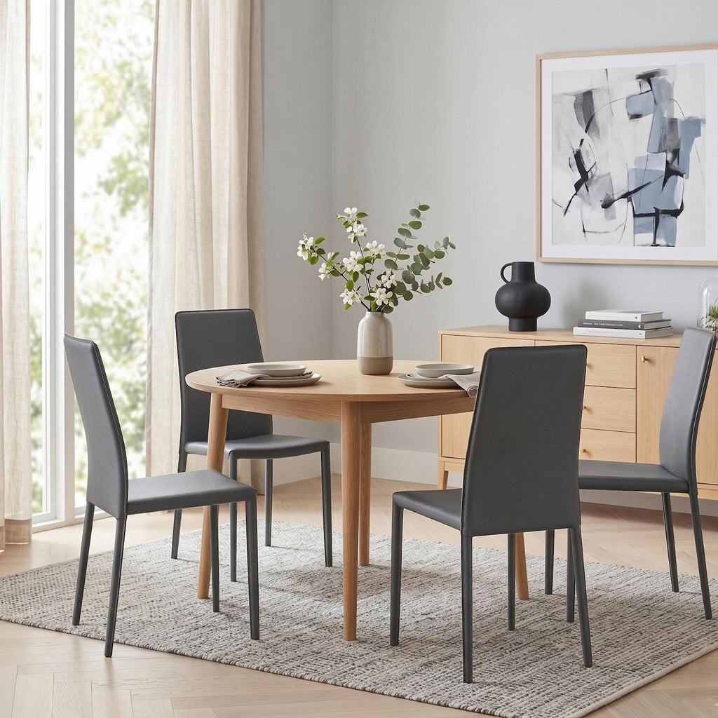 Set 4 sedie impilabili in similcuoio Levina - Grigio scuro