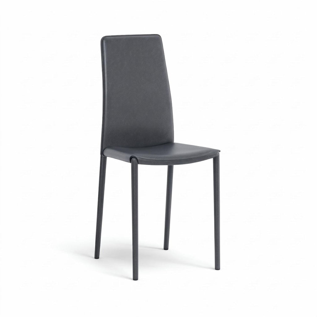 Set 4 sedie impilabili in similcuoio Levina - Grigio scuro
