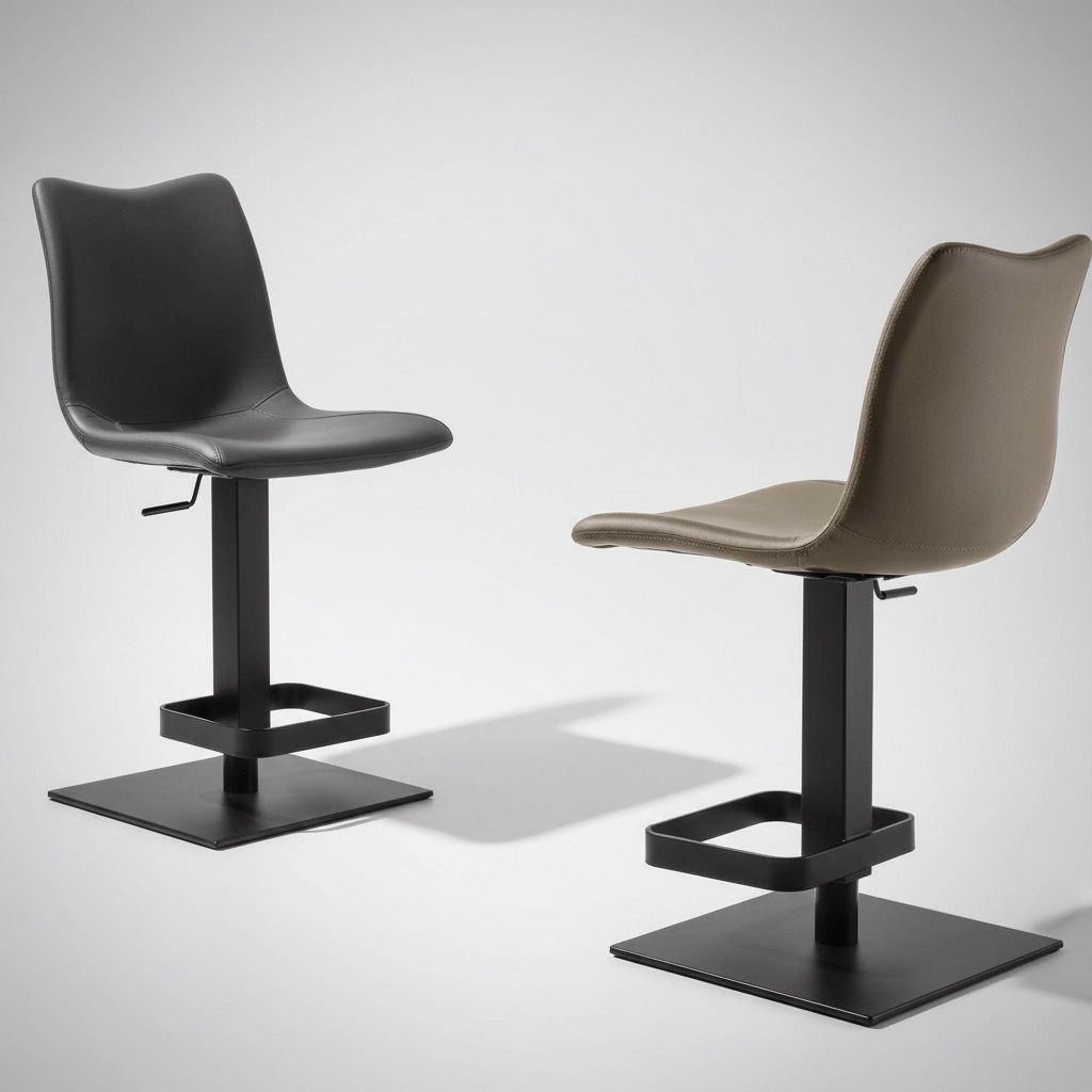 Sgabello design in acciaio ed ecopelle Stanley