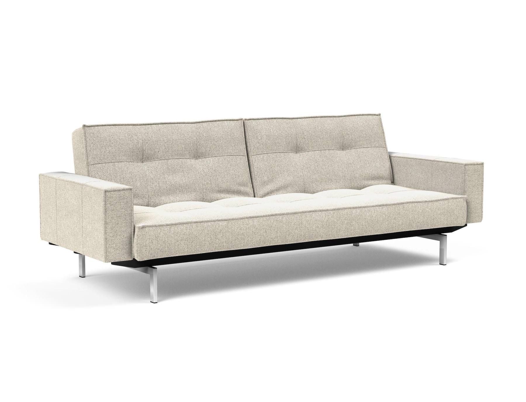 Divano letto una piazza e mezza con braccioli e materasso a molle Splitback -   357 Taura Off White