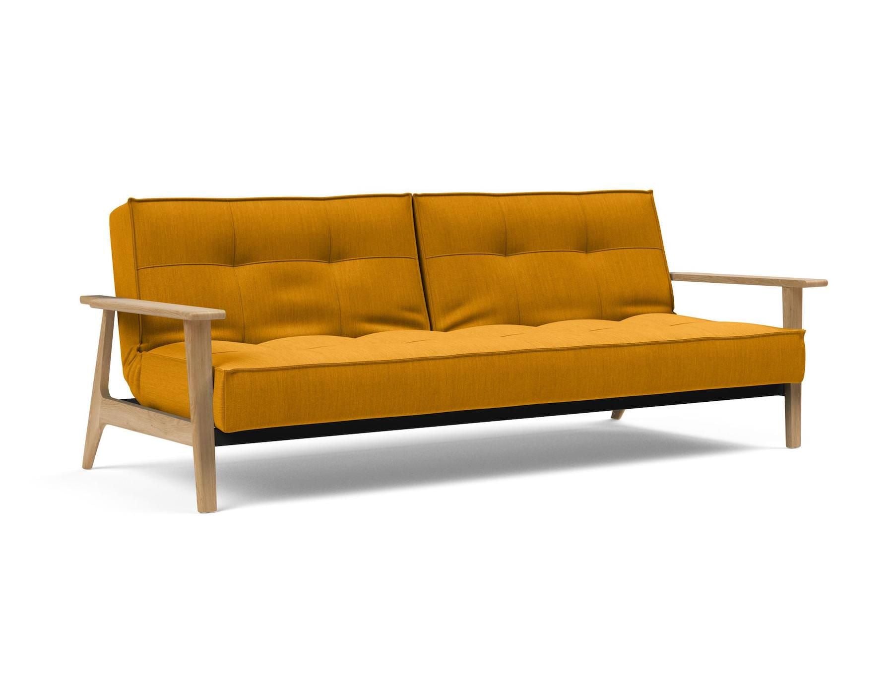 Divano letto con braccioli in legno e materasso a molle SplitBack Frej - 507
Elegance, Burned Curry
