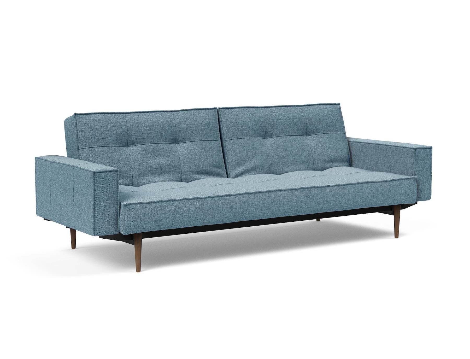 Divano letto una piazza e mezza con braccioli e materasso a molle Splitback -  525 Mixed Dance Light Blue