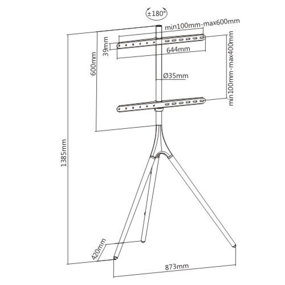 Treppiedi porta TV da 45 a 65 pollici VESA 600x400 con staffa girevole 