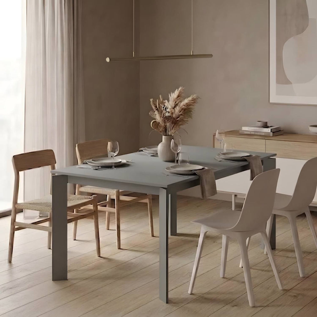 Tavolo allungabile Lumis in vetro e metallo 120-170 cm | Grigio
