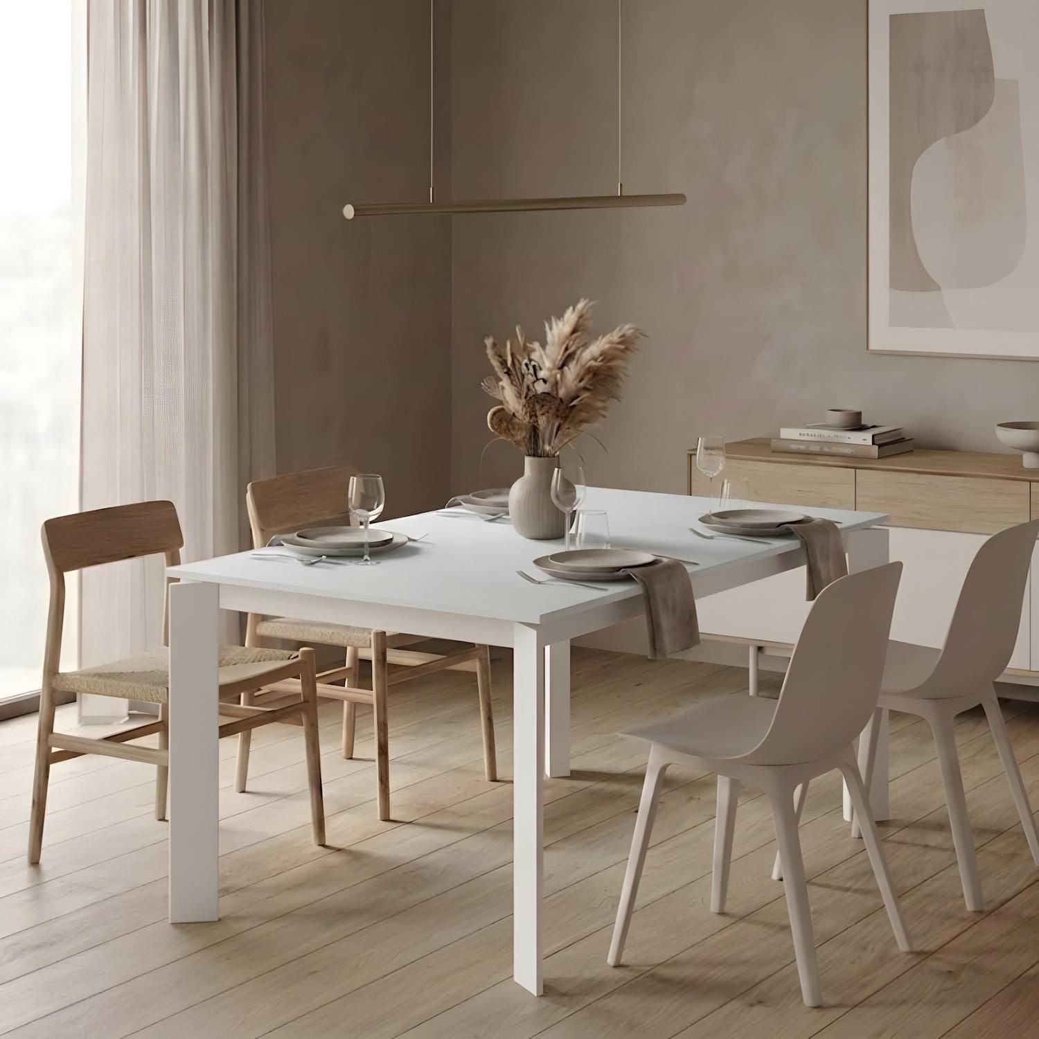 Tavolo allungabile Lumis in vetro e metallo 120-170 cm | Extrawhite