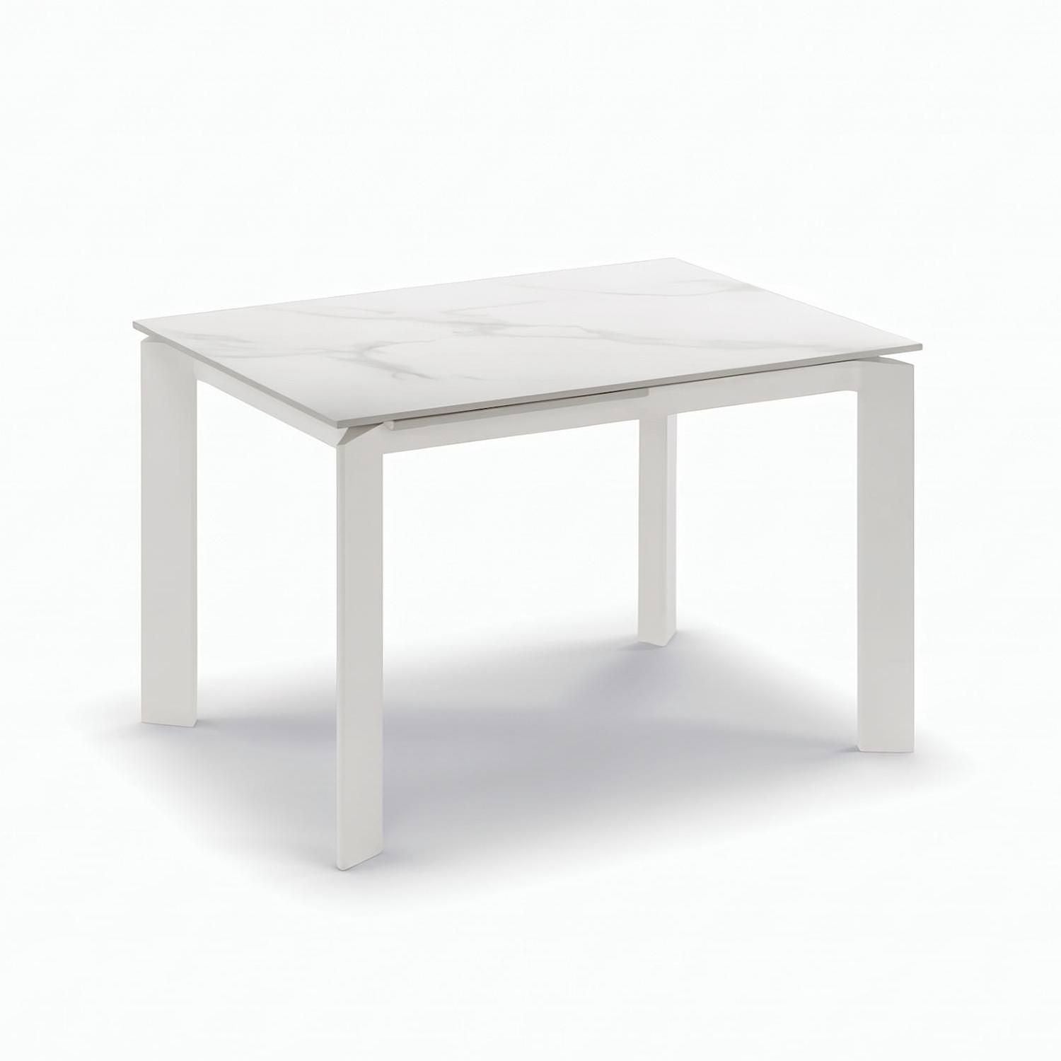 Tavolo allungabile Lumis Marble in ceramica e metallo 120-170 cm - Bianco