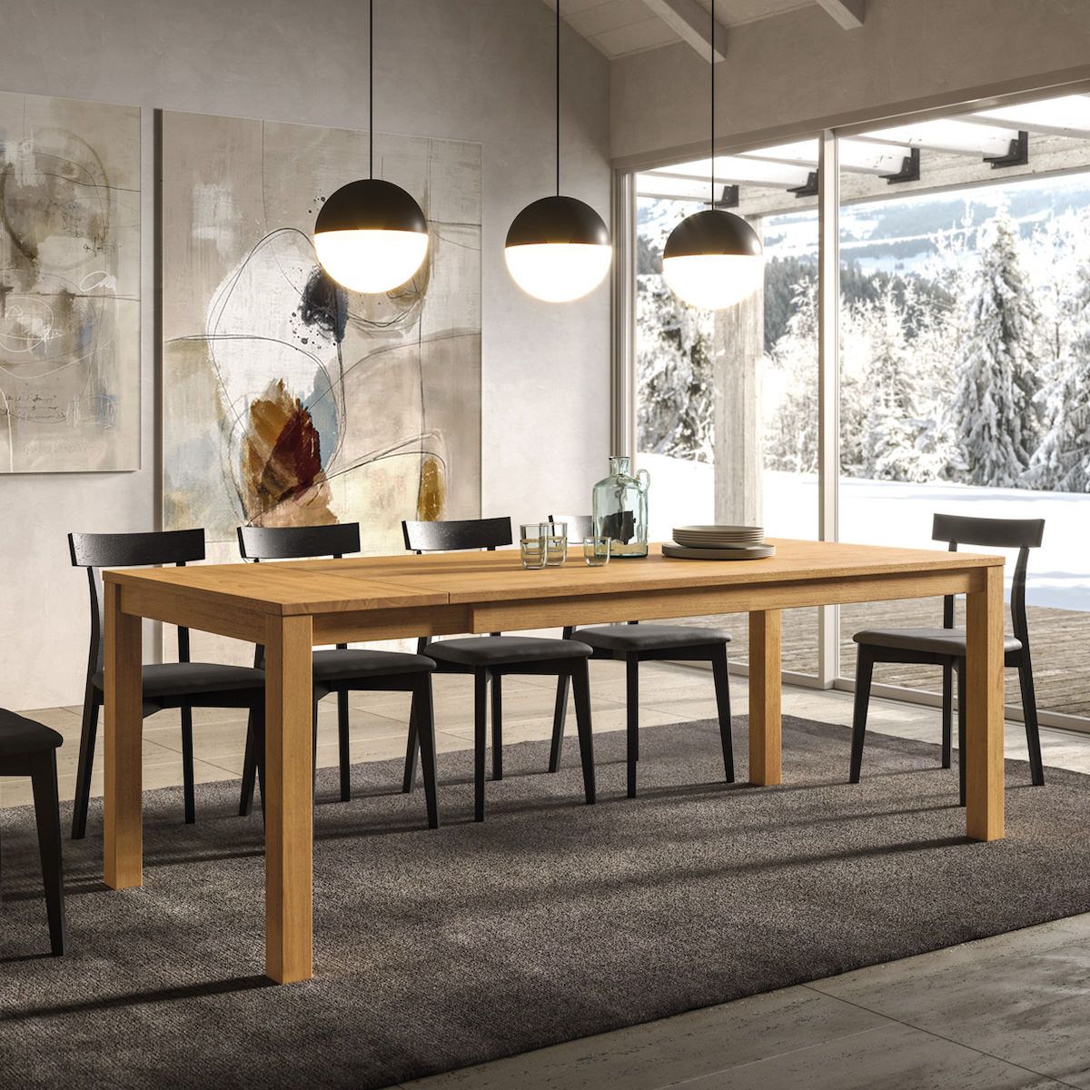 Tavolo allungabile in legno massello di rovere Seven