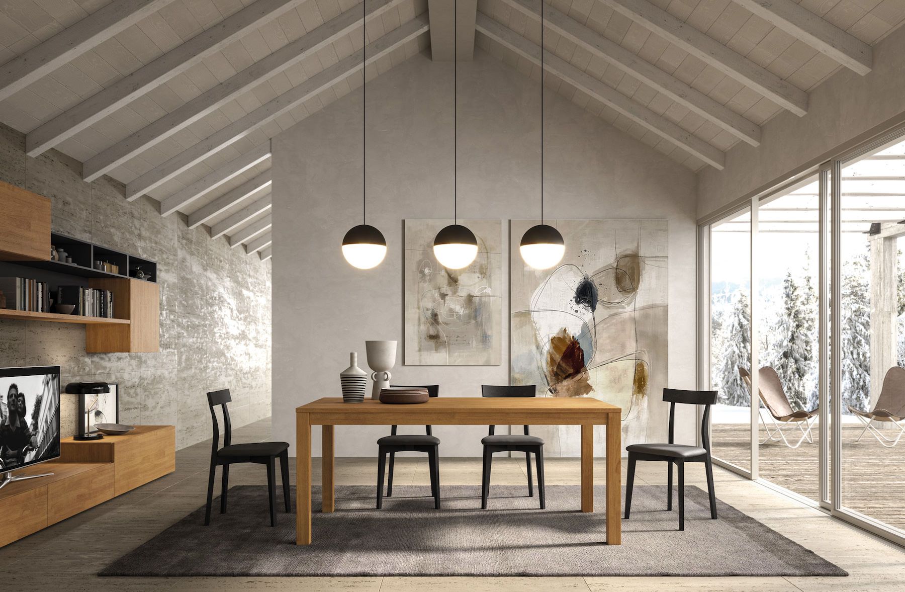 Tavolo allungabile in legno massello di rovere Seven