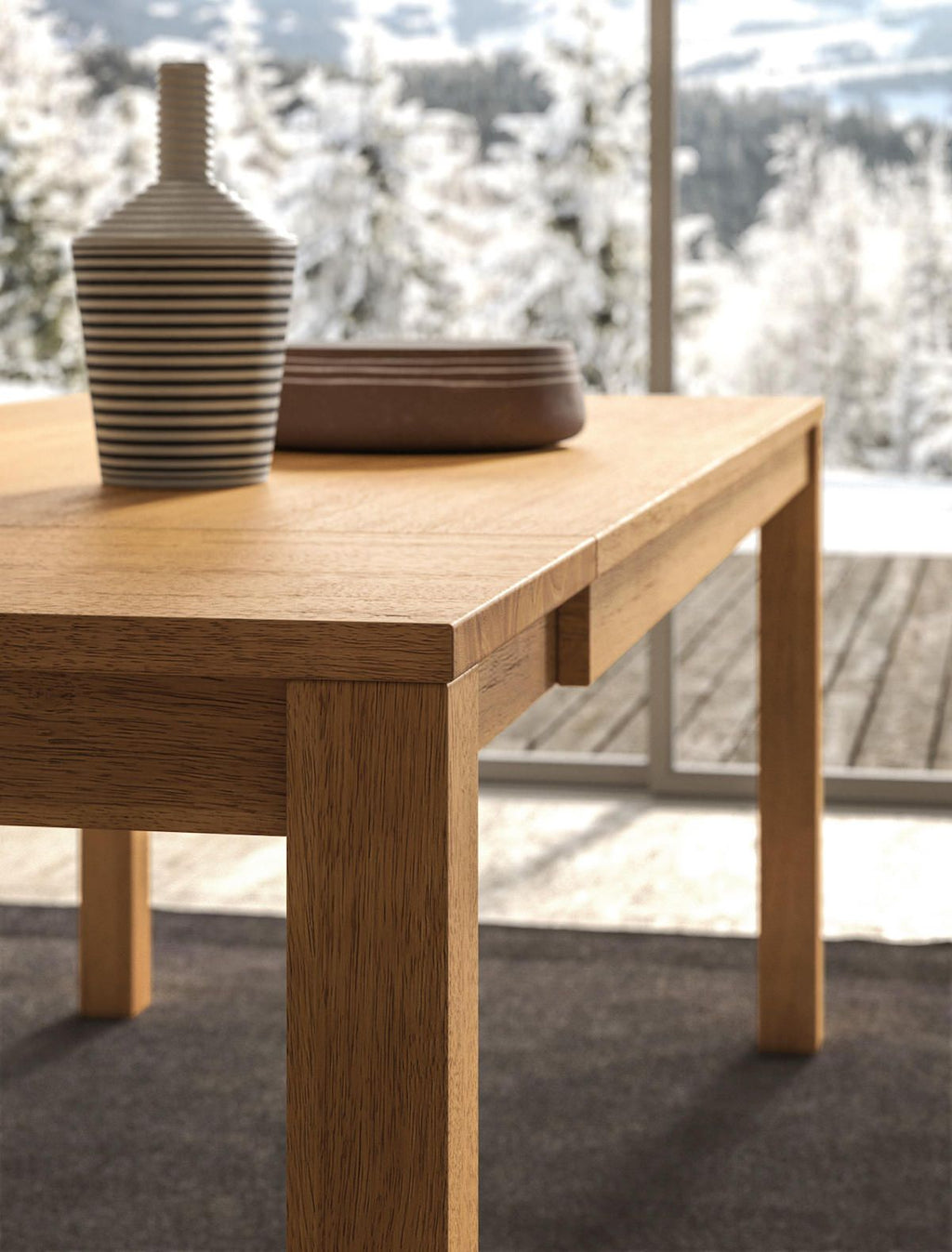 Tavolo allungabile in legno massello di rovere Valdor