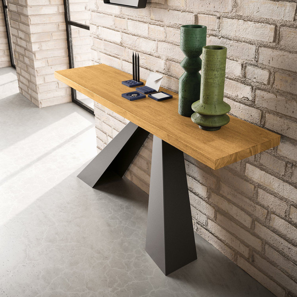 Consolle ingresso in metallo e legno massello Vesper