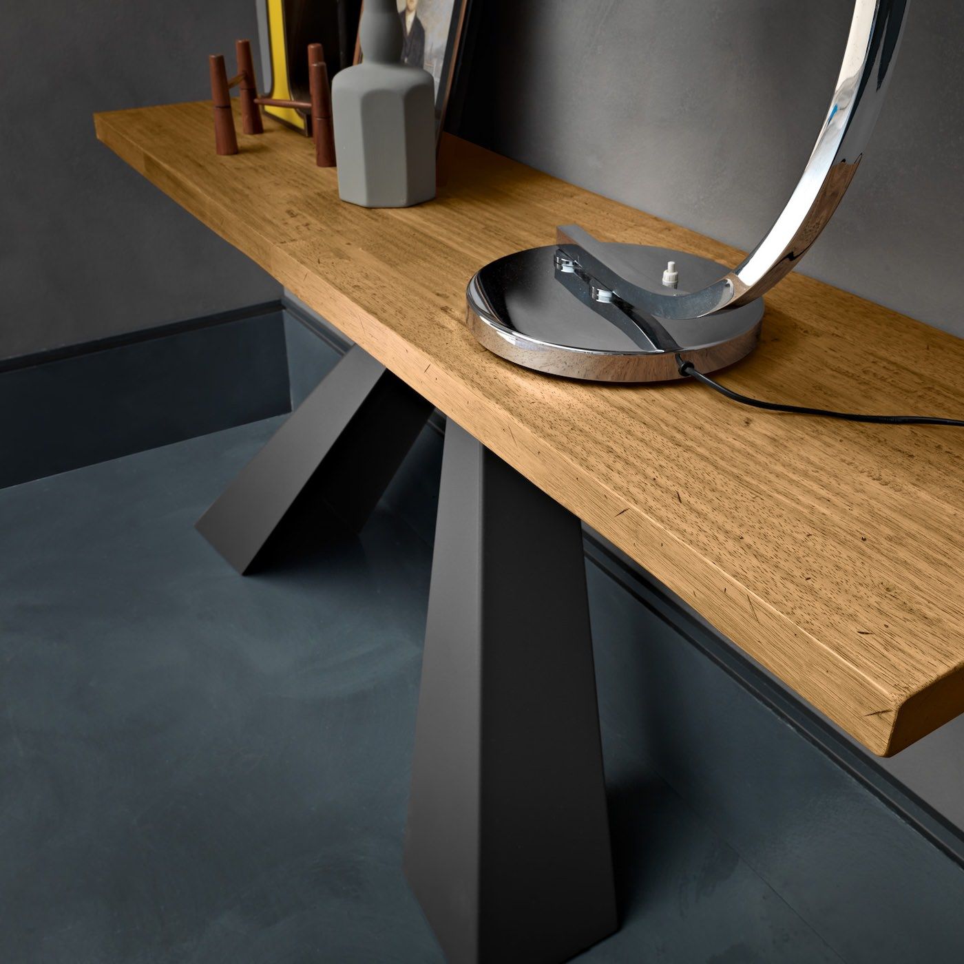 Consolle ingresso in metallo e legno massello Vesper