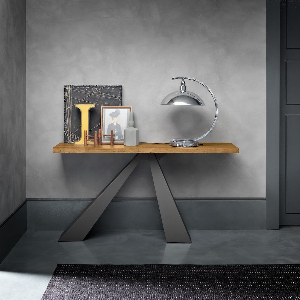 Consolle ingresso in metallo e legno massello Vesper