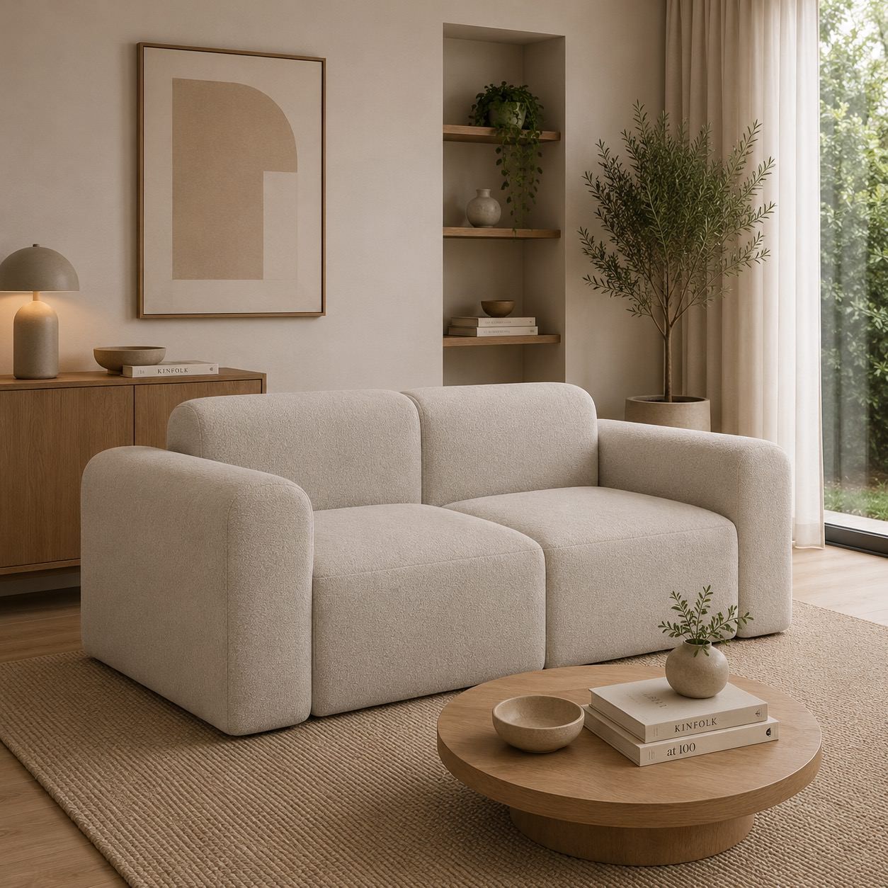 Divano a due posti con braccioli Rund - 816 Aivi Lace Beige