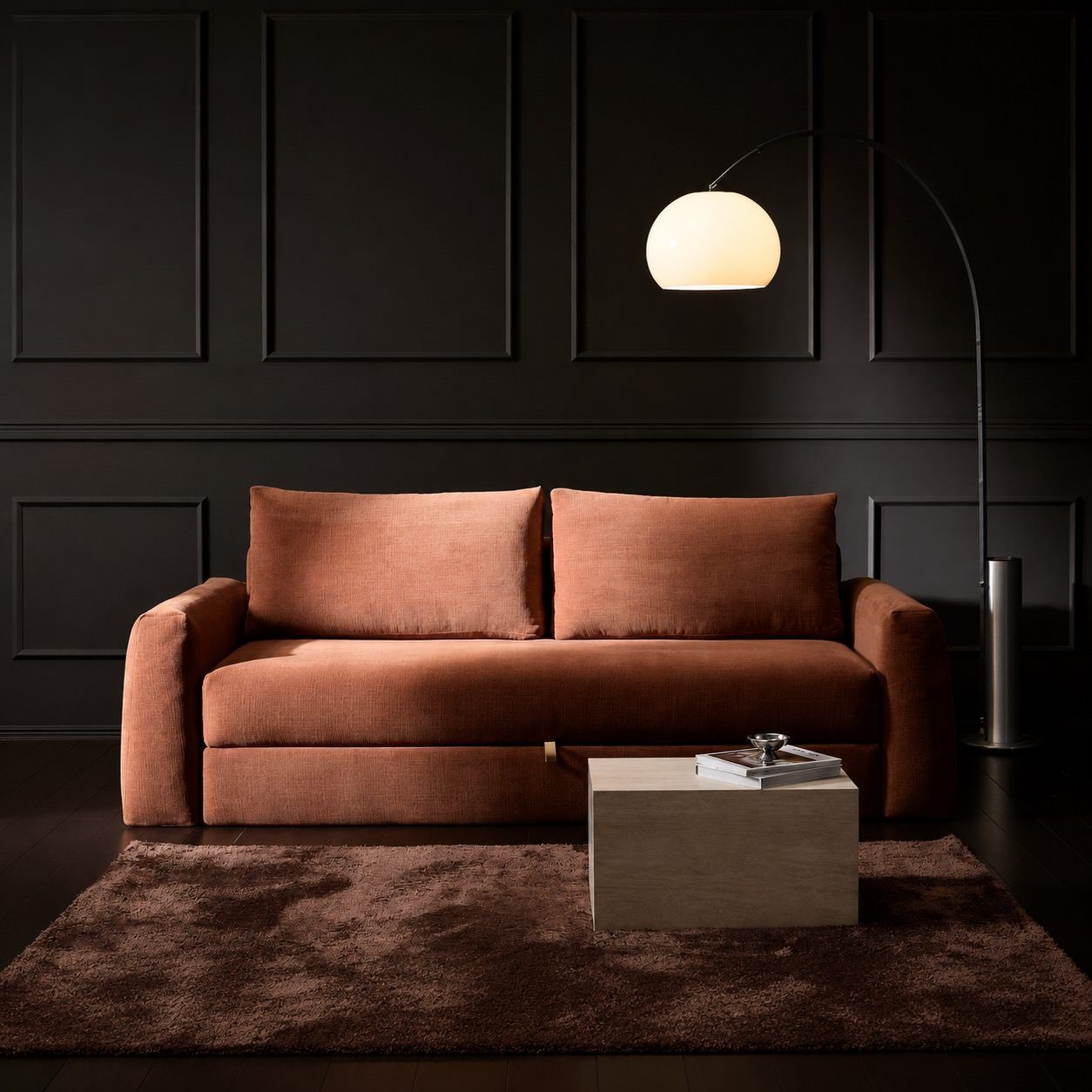Divano letto matrimoniale con braccioli Cone - 412 Esina Rust Orange