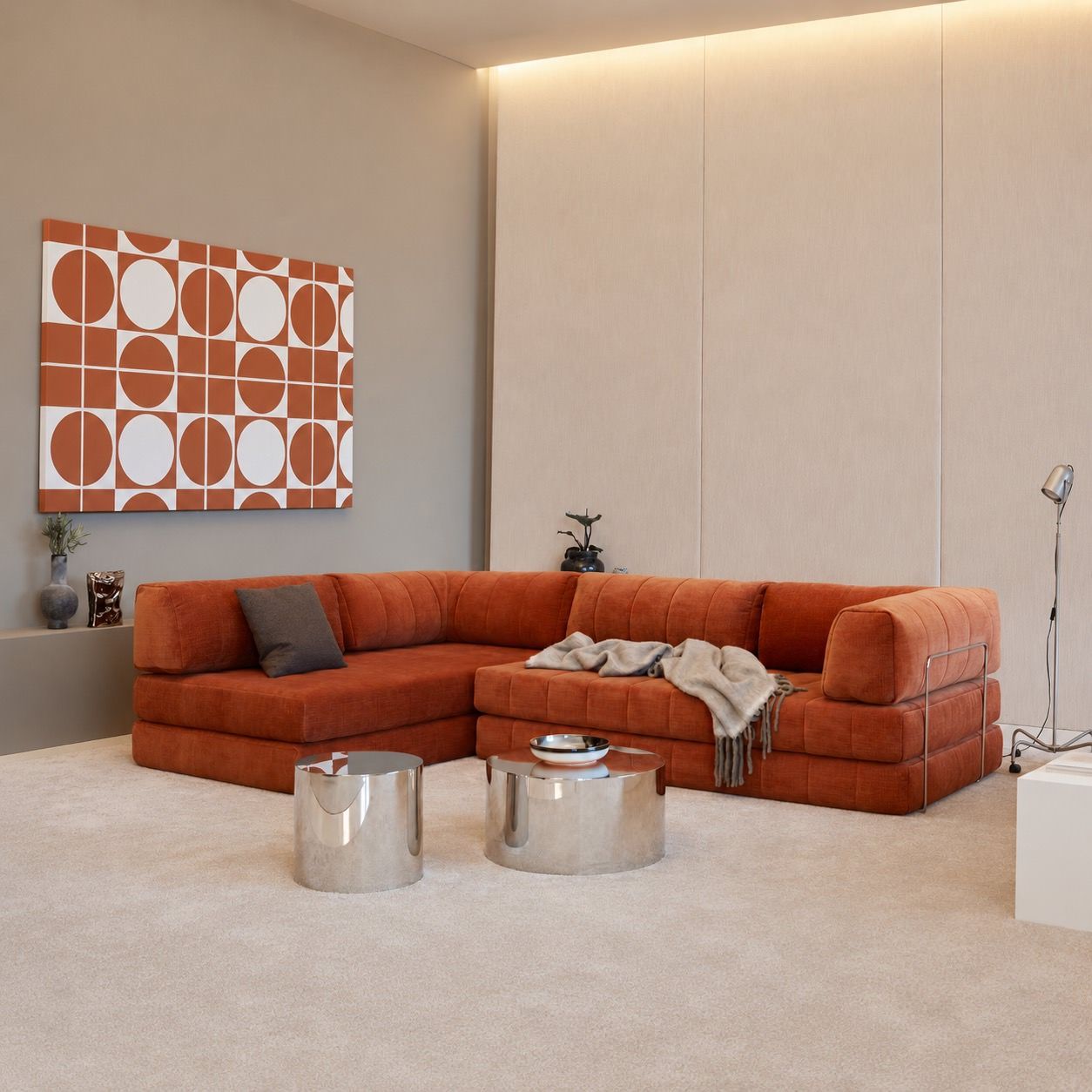 Divano letto matrimoniale angolare Cozypad C16 - 412 Esina Rust Orange