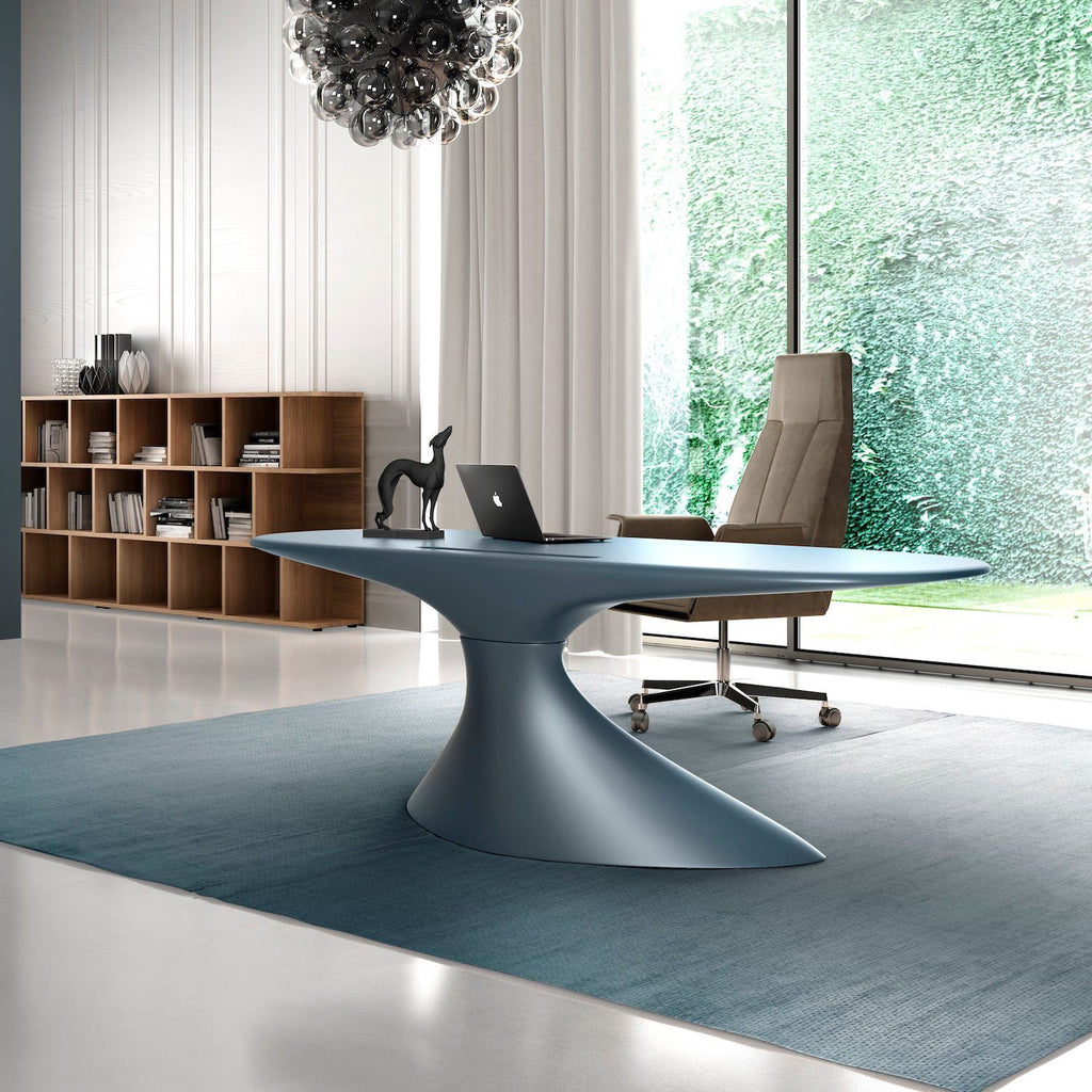 Novar | Scrivania di Design in Vetroresina Made in Italy - Azzurro libero