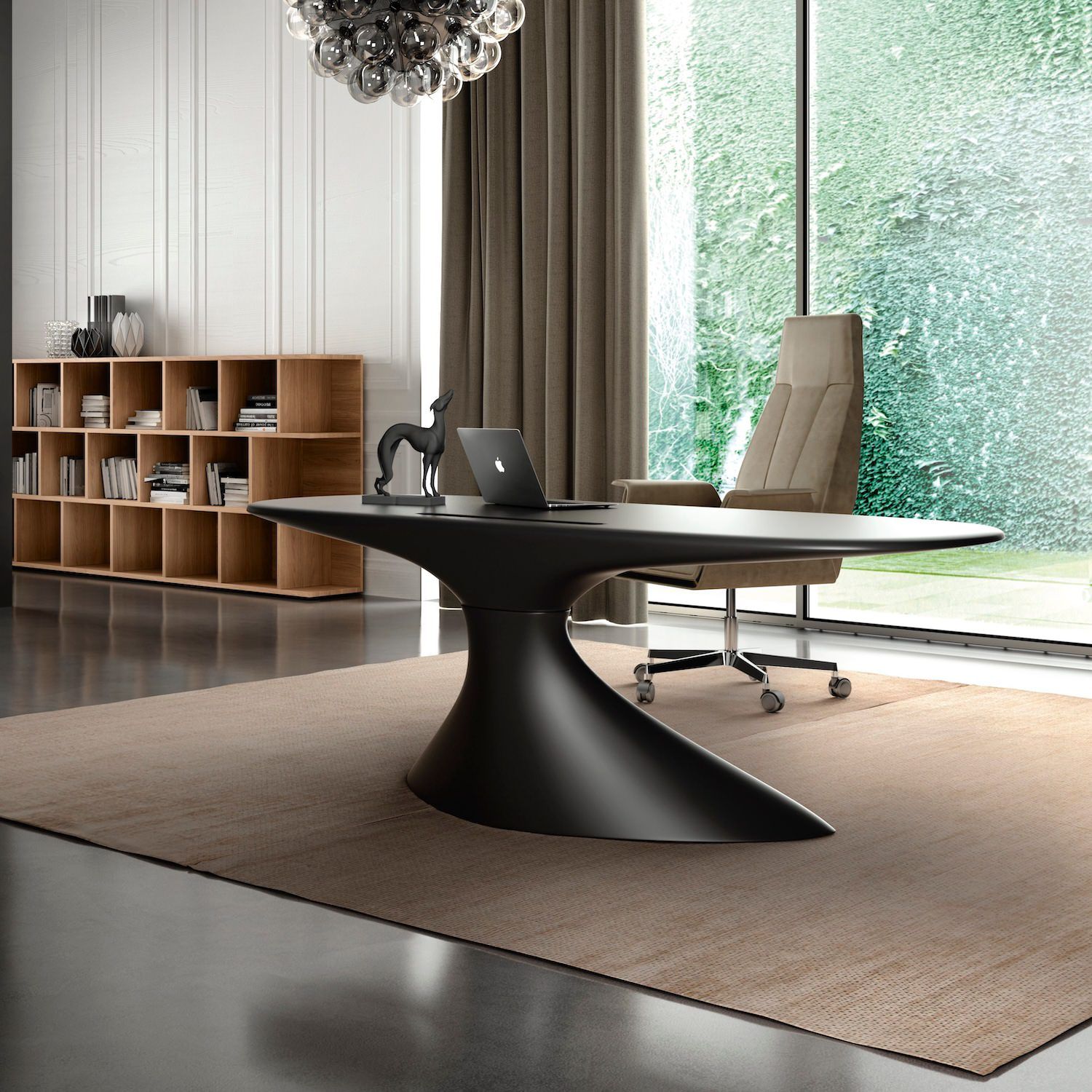 Novar | Scrivania di Design in Vetroresina Made in Italy - Nero Tempesta