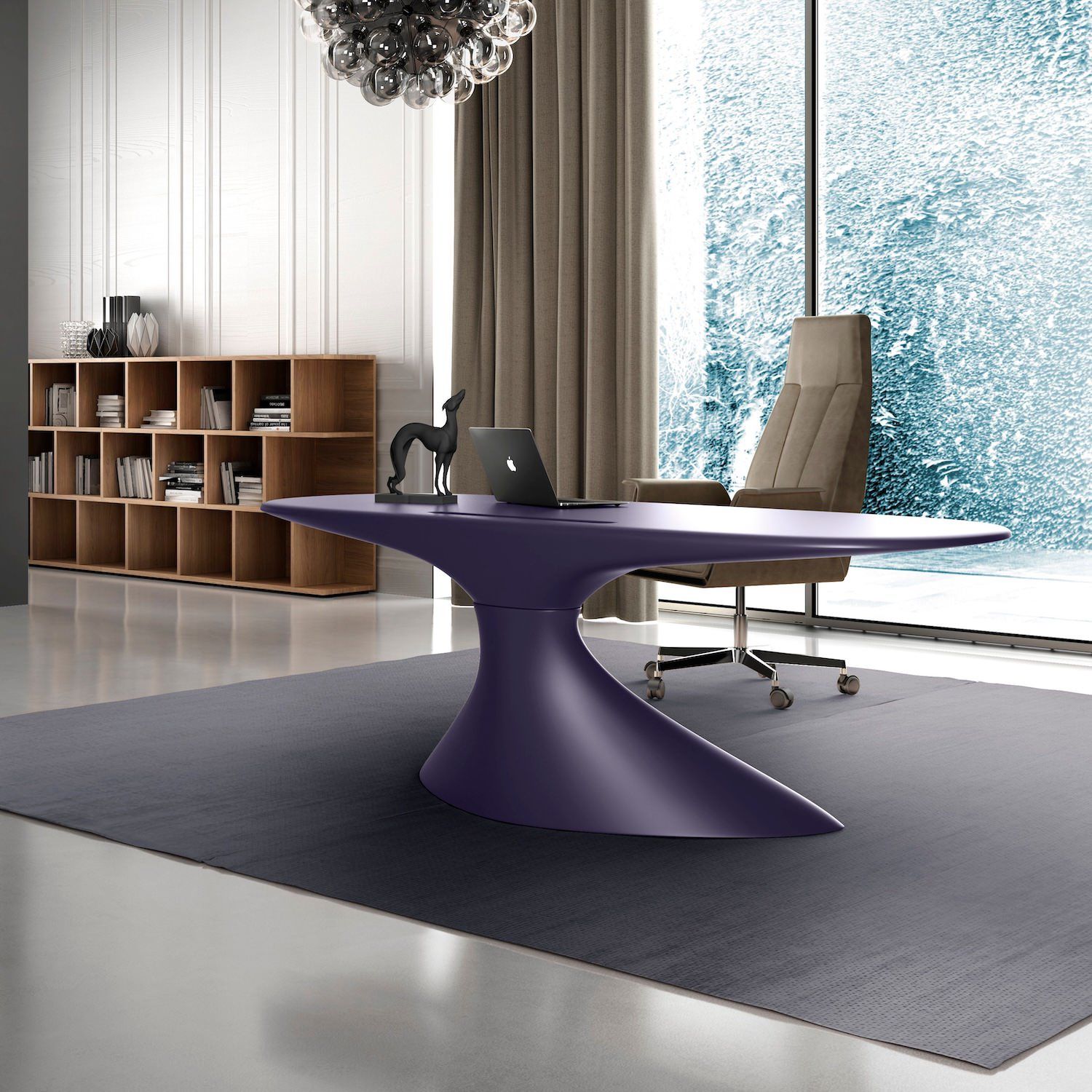 Novar | Scrivania di Design in Vetroresina Made in Italy - Viola Ispirato