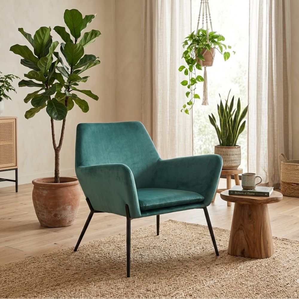 Poltroncina Mira in Velluto | Poltrona Moderna per Salotto e Camera - Verde