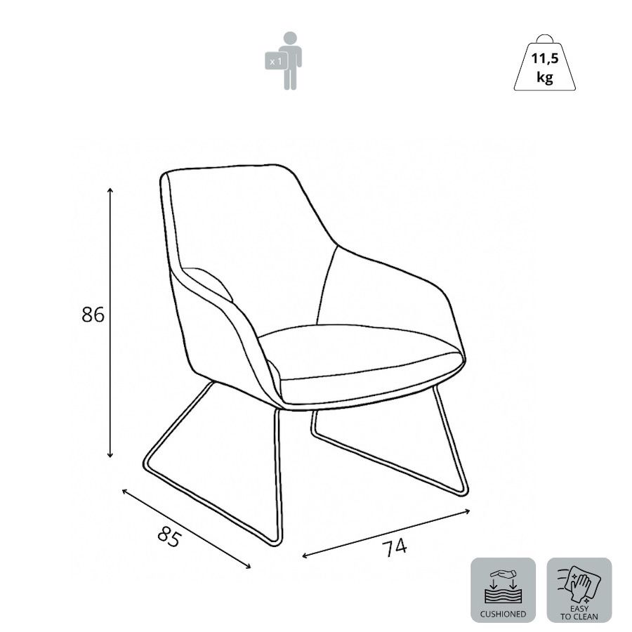 Poltrona in tessuto con cuscini sfoderabili Avela | Design moderno