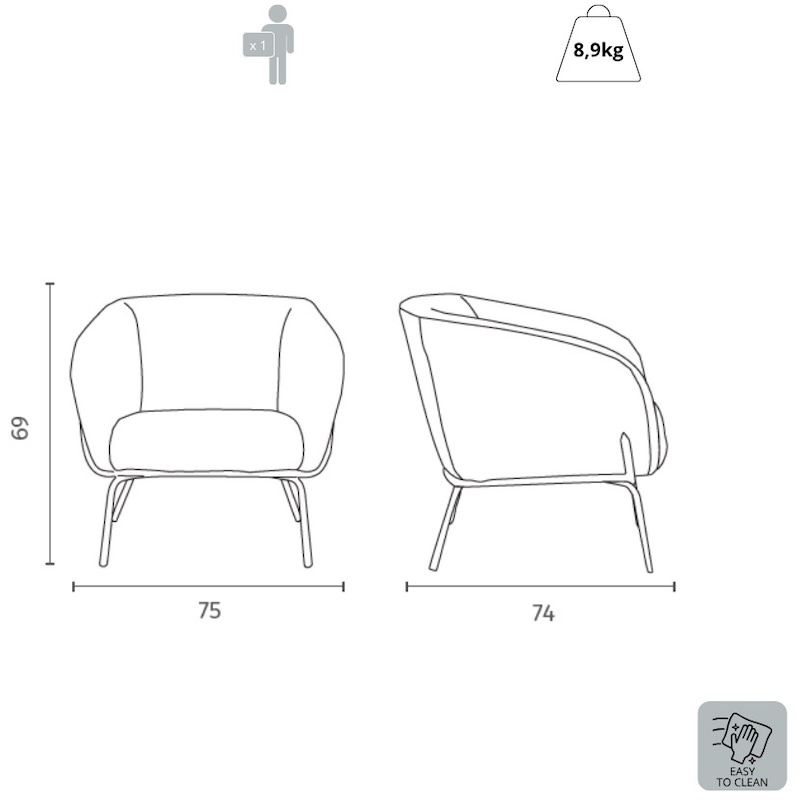 Poltrona soggiorno o camera da letto Lunara