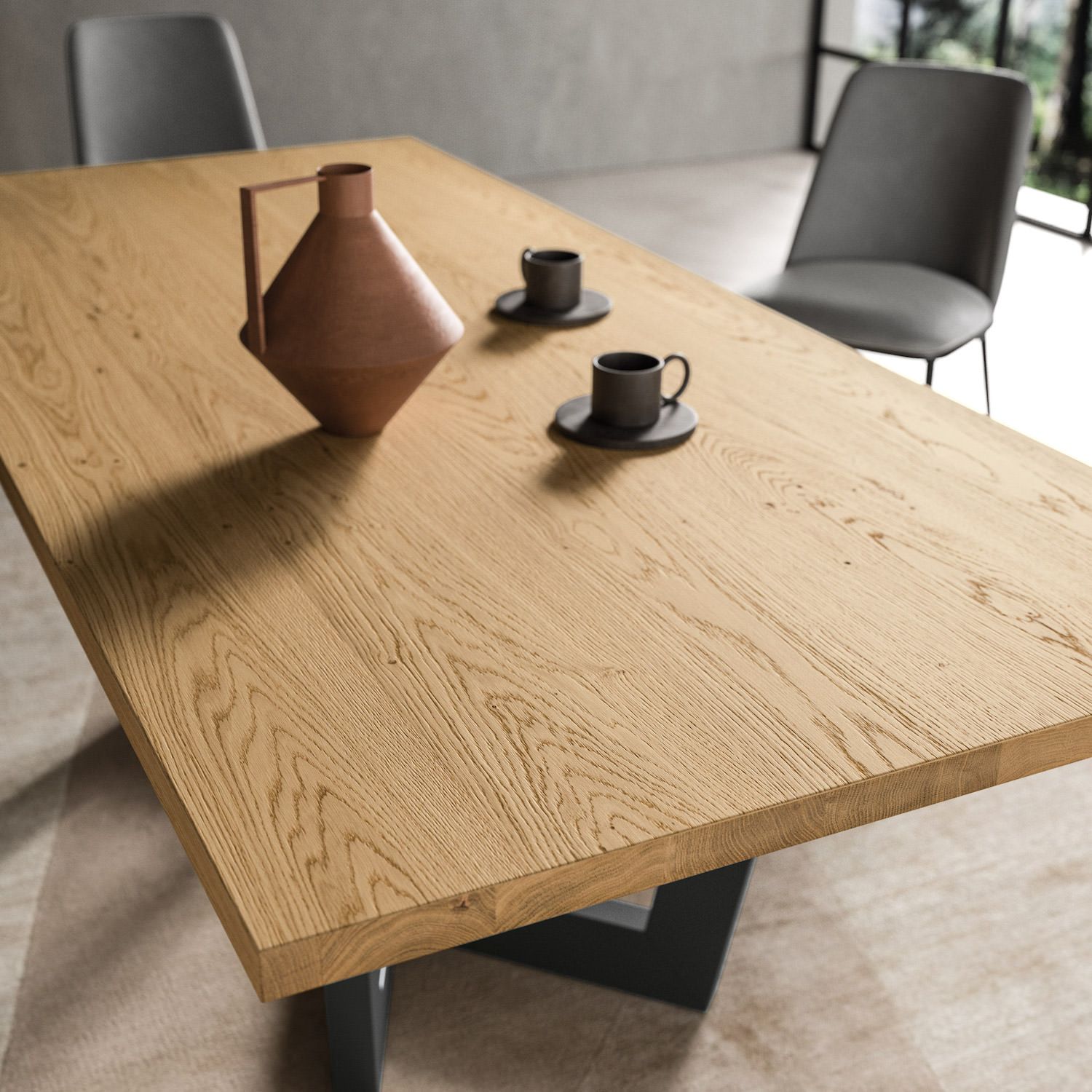 Tavolo allungabile in legno massello di rovere Rio