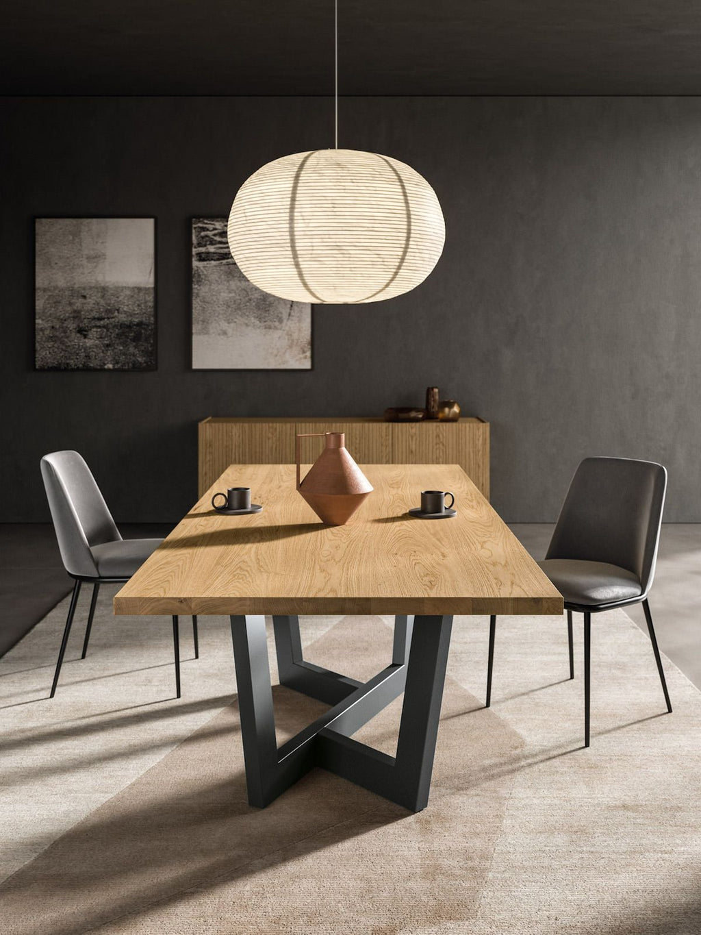 Tavolo allungabile in legno massello di rovere Rio