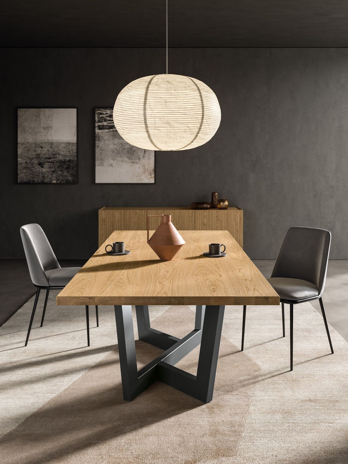 Tavolo allungabile in legno massello di rovere Rio