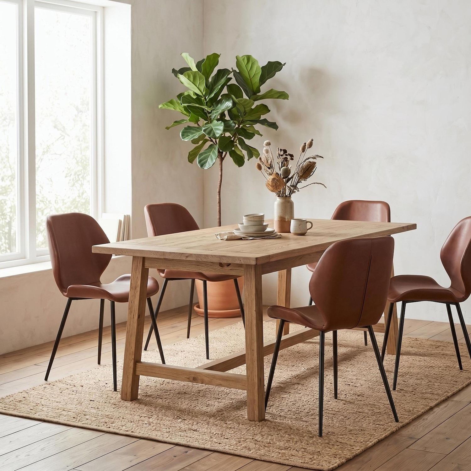 Set 4 sedie per sala da pranzo o cucina Alira | Cuoio