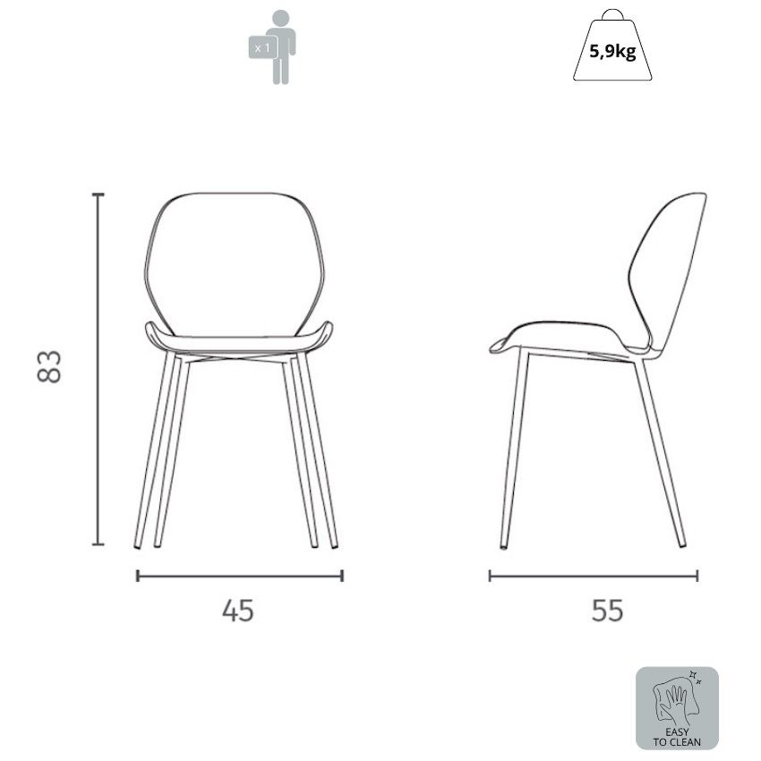 Set 4 sedie per sala da pranzo o cucina Alira