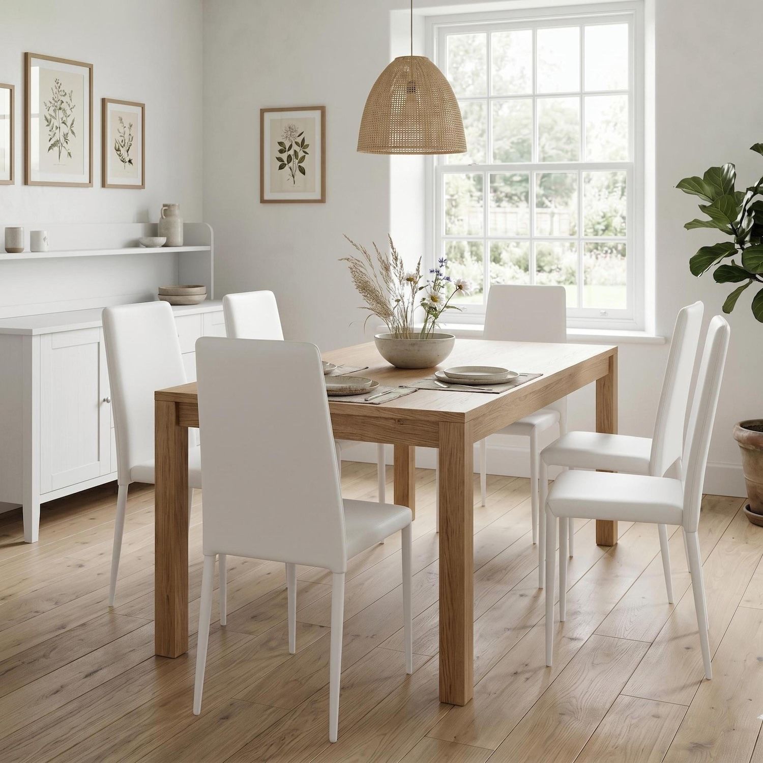 Set 4 sedie sala da pranzo Eloria | Imbottite e impilabili | Bianco