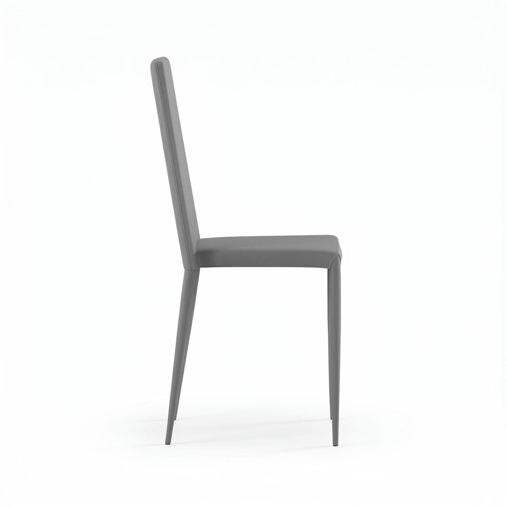 Set 4 sedie sala da pranzo Eloria | Imbottite e impilabili | Grigio chiaro