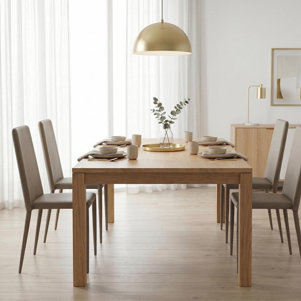 Set 4 sedie sala da pranzo Eloria | Imbottite e impilabili | Tortora
