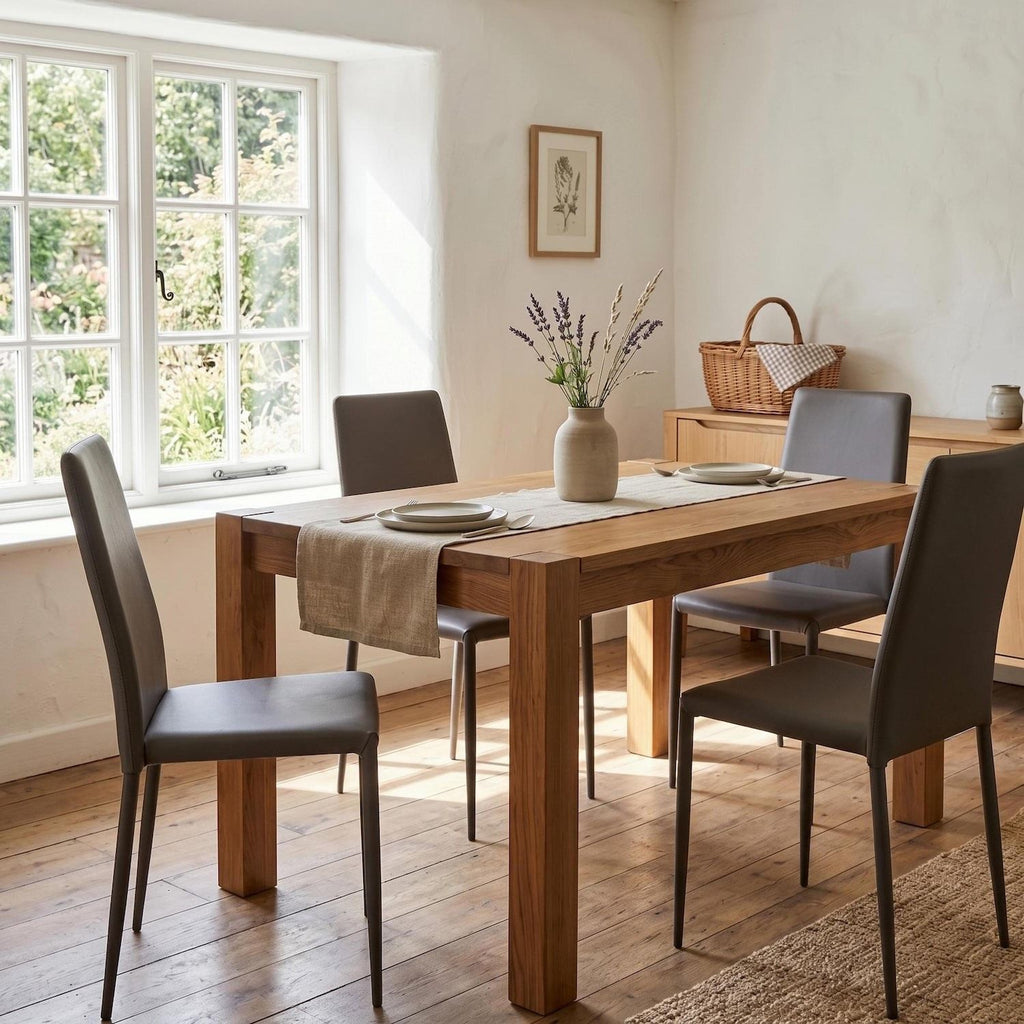 Set 4 sedie sala da pranzo Eloria | Imbottite e impilabili | Grigio scuro