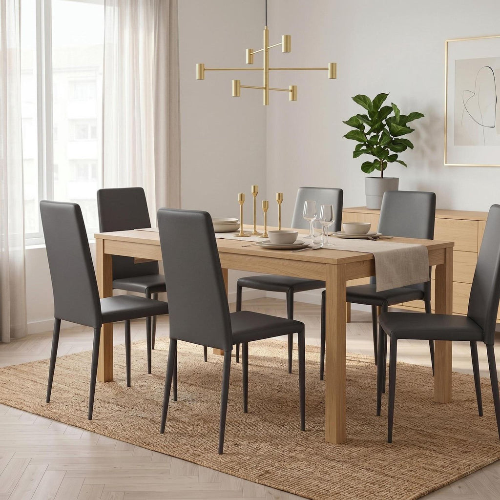 Set 4 sedie sala da pranzo Eloria | Imbottite e impilabili | Grigio scuro