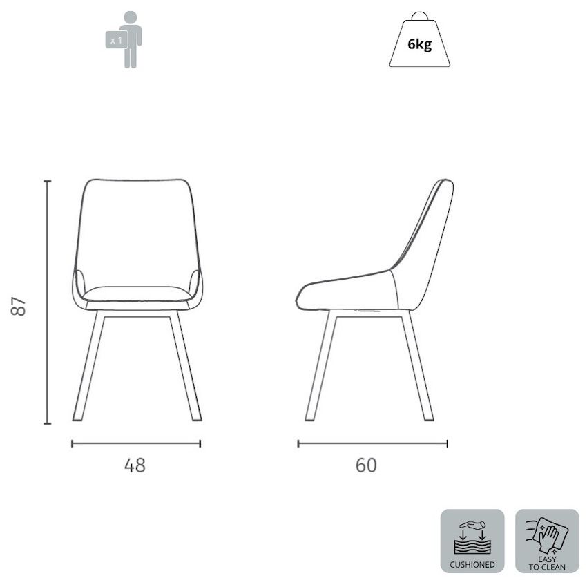 Set 4 sedie per sala da pranzo o cucina Selora
