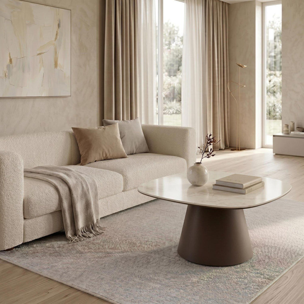 Tavolino da salotto in metallo e ceramica Marven Big - Calacatta Oro