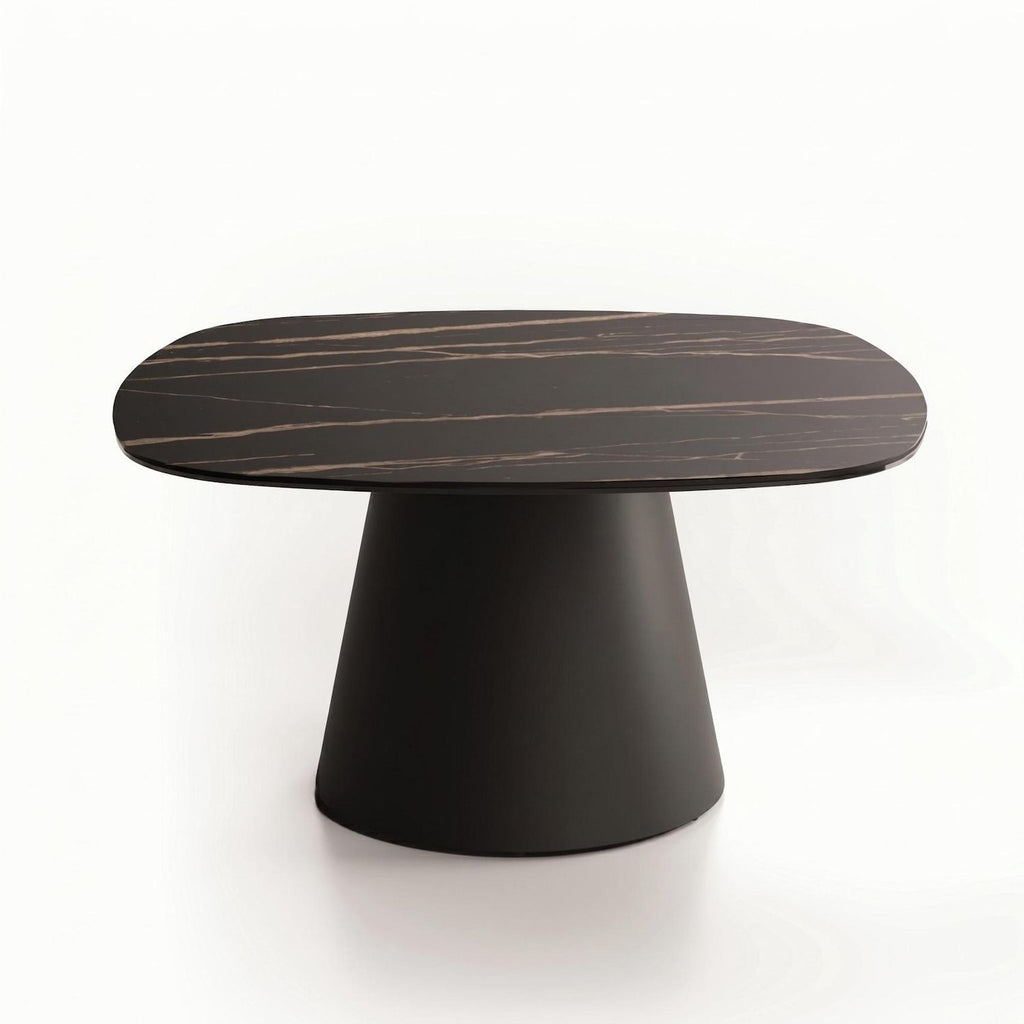 Tavolino da salotto in metallo e ceramica Marven Big - Nero portoro