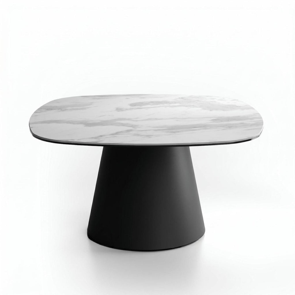 Tavolino da salotto in metallo e ceramica Marven Big - Marmo bianco
