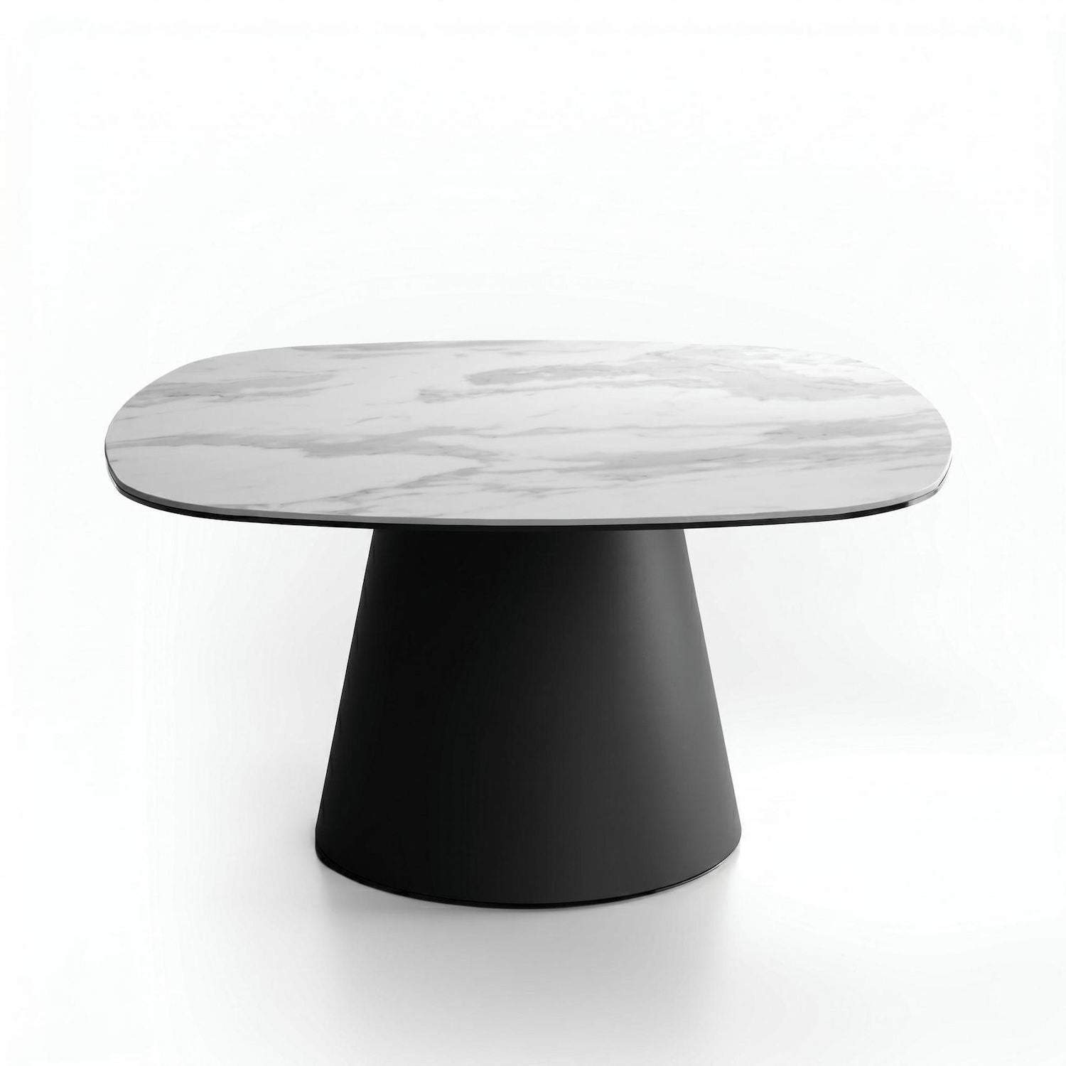 Tavolino da salotto in metallo e ceramica Marven Big - Marmo bianco