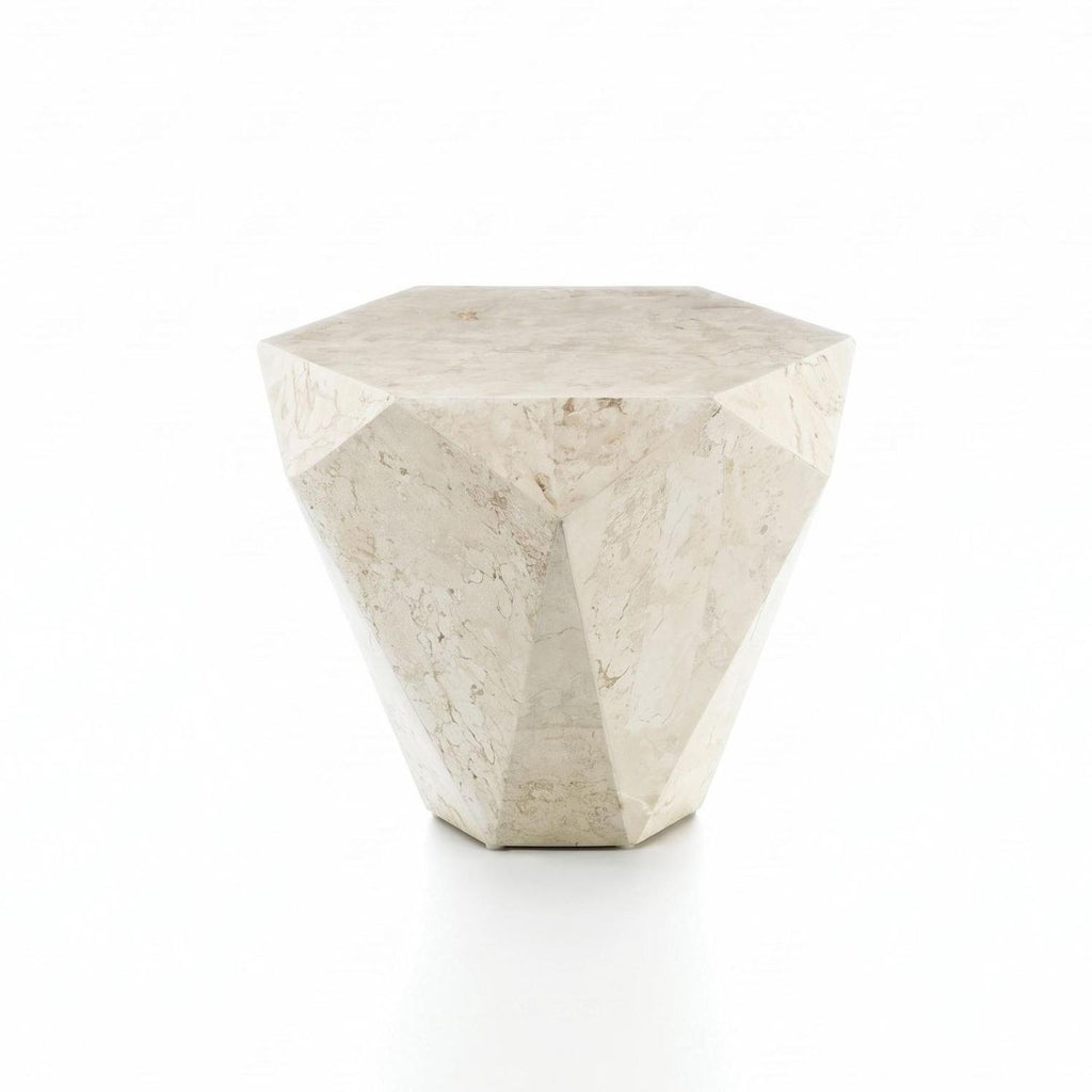Tavolino comodino in pietra fossile beige o grigio Dorel Small - Beige