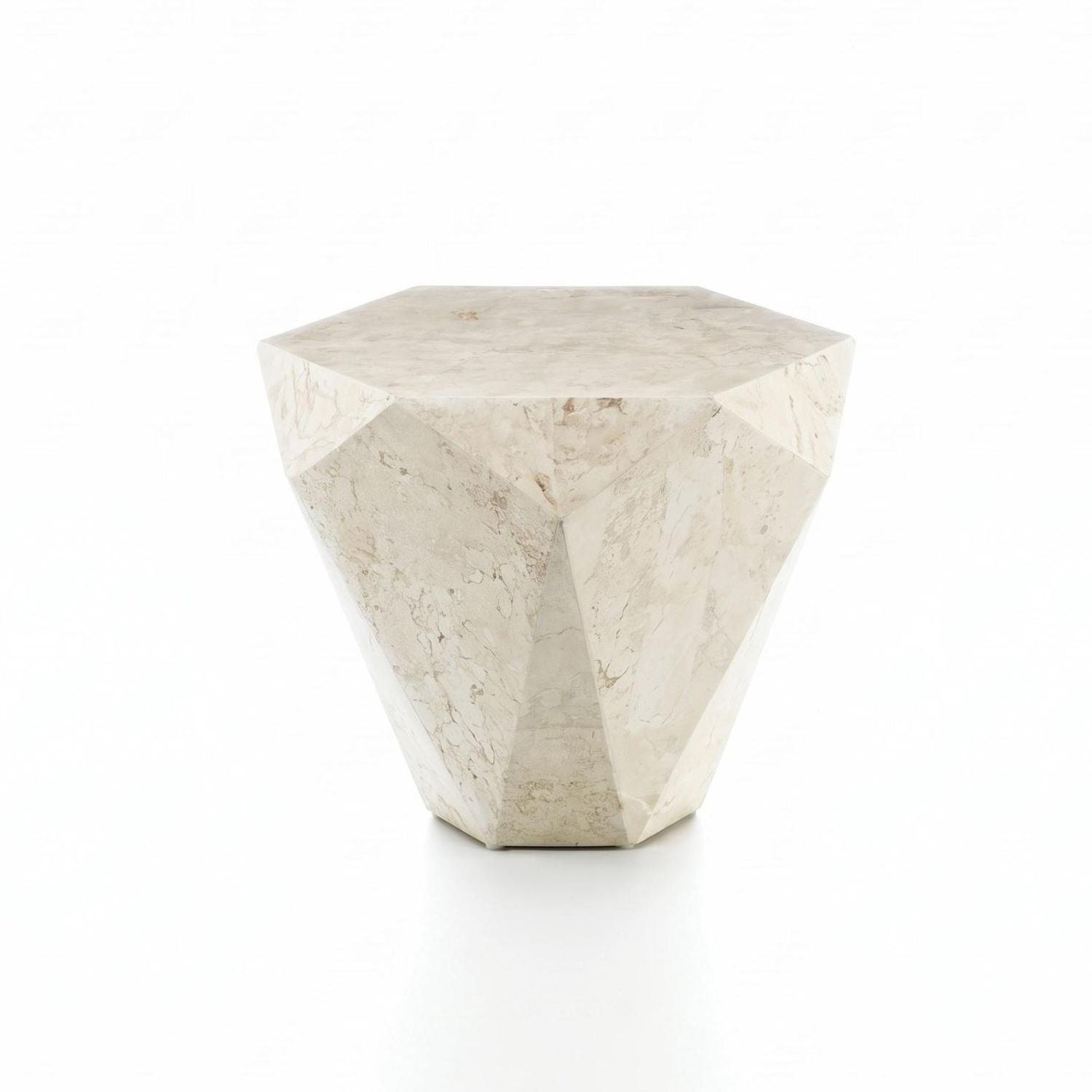 Tavolino comodino in pietra fossile beige o grigio Dorel Small - Beige