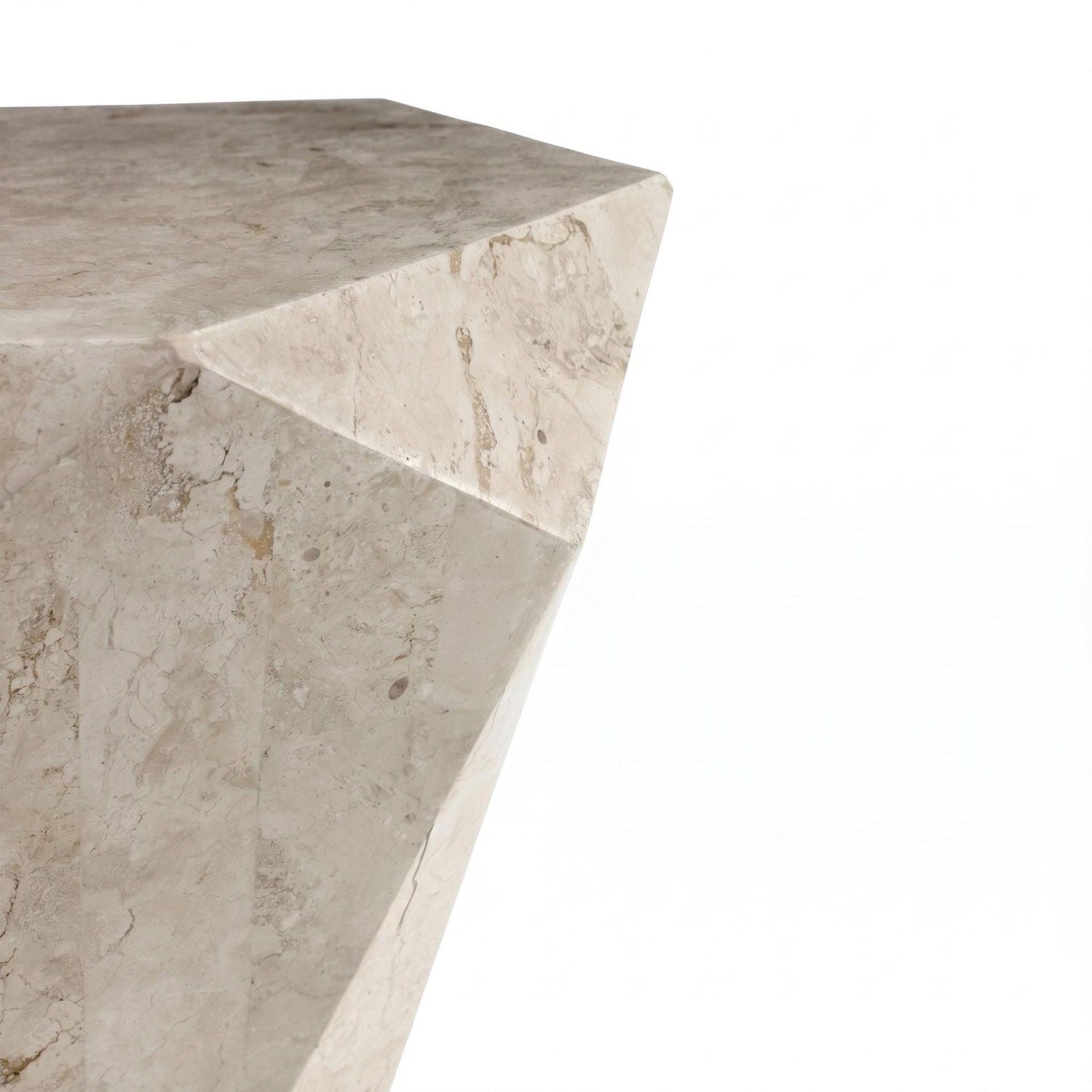 Tavolino comodino in pietra fossile beige o grigio Dorel Small - Beige