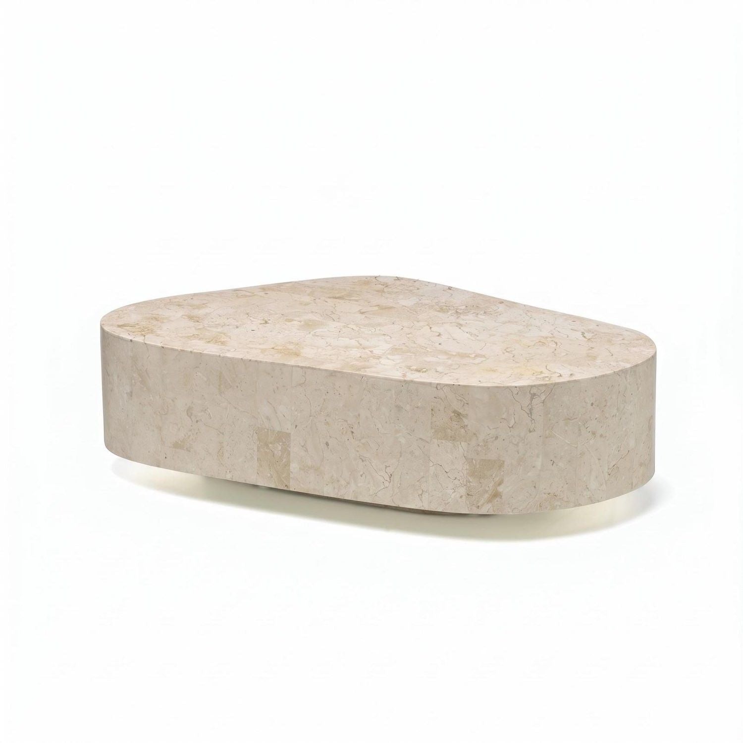Tavolino in pietra fossile beige o grigio Kora | Design Moderno
