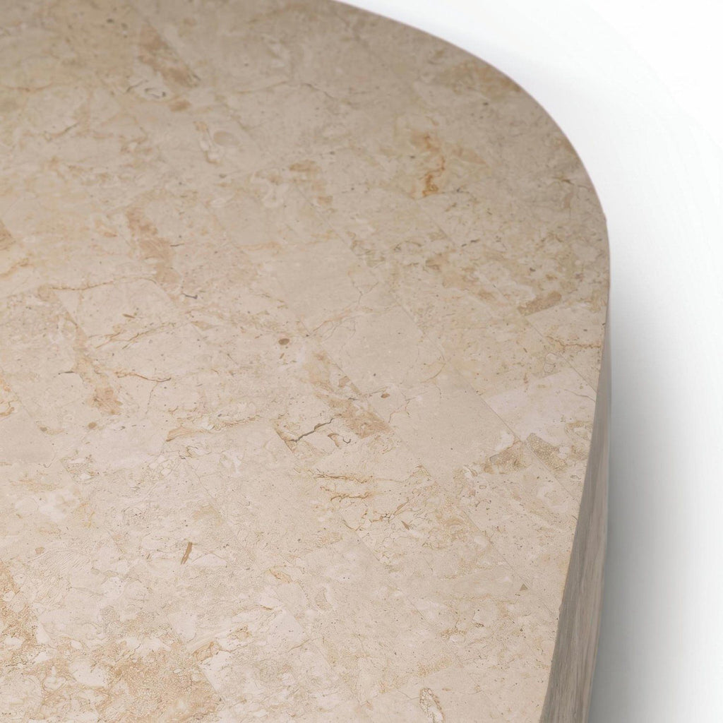 Tavolino in pietra fossile beige o grigio Kora | Design Moderno
